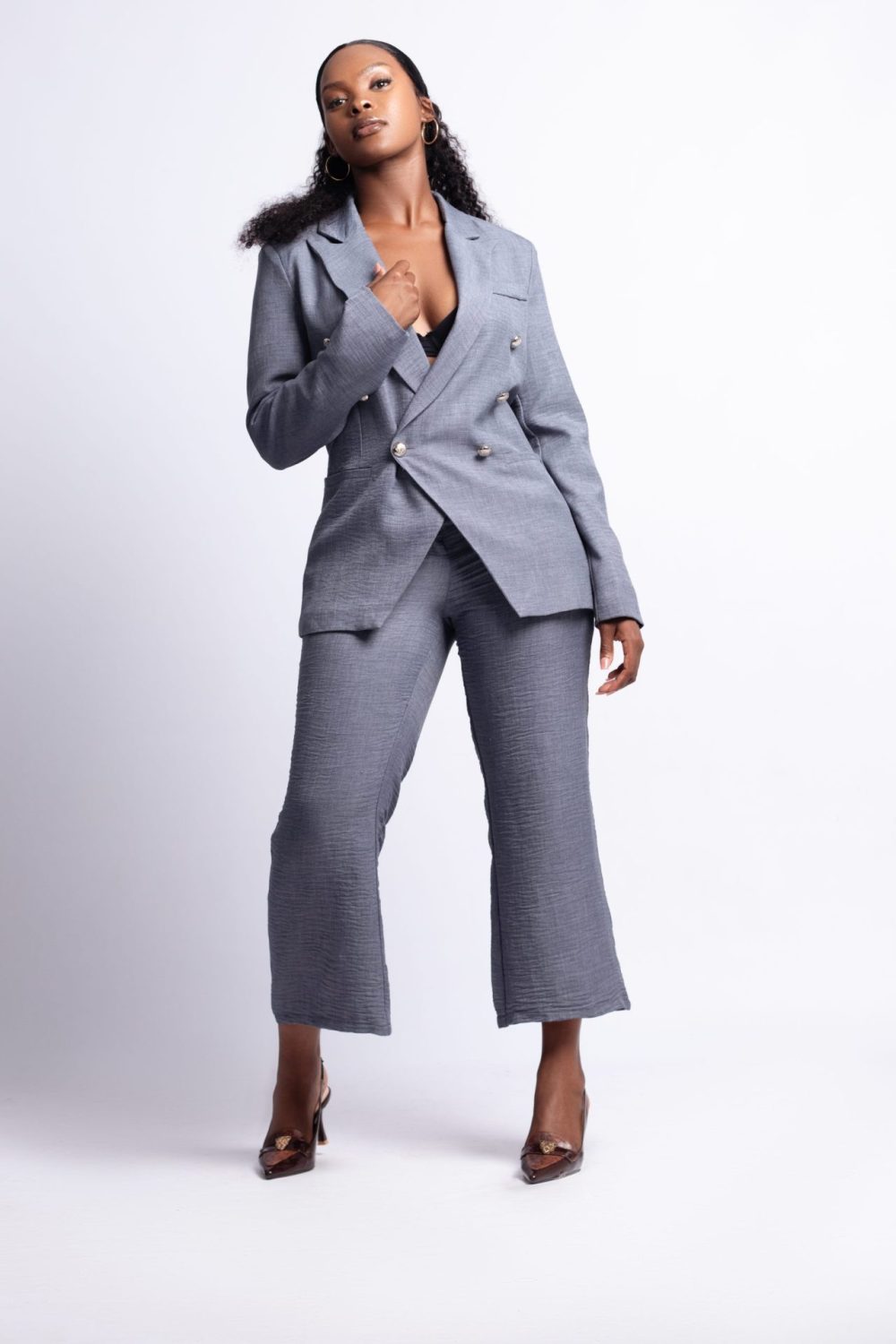 Grey Blazer Suit Set